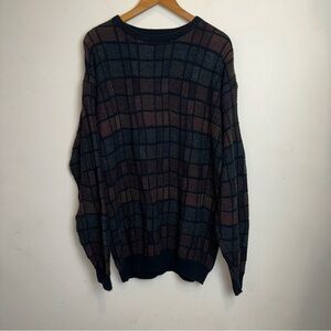 Vintage TSR Men’s Large Knit Sweater Square Overall Pattern Cosby Grandpa Y2K